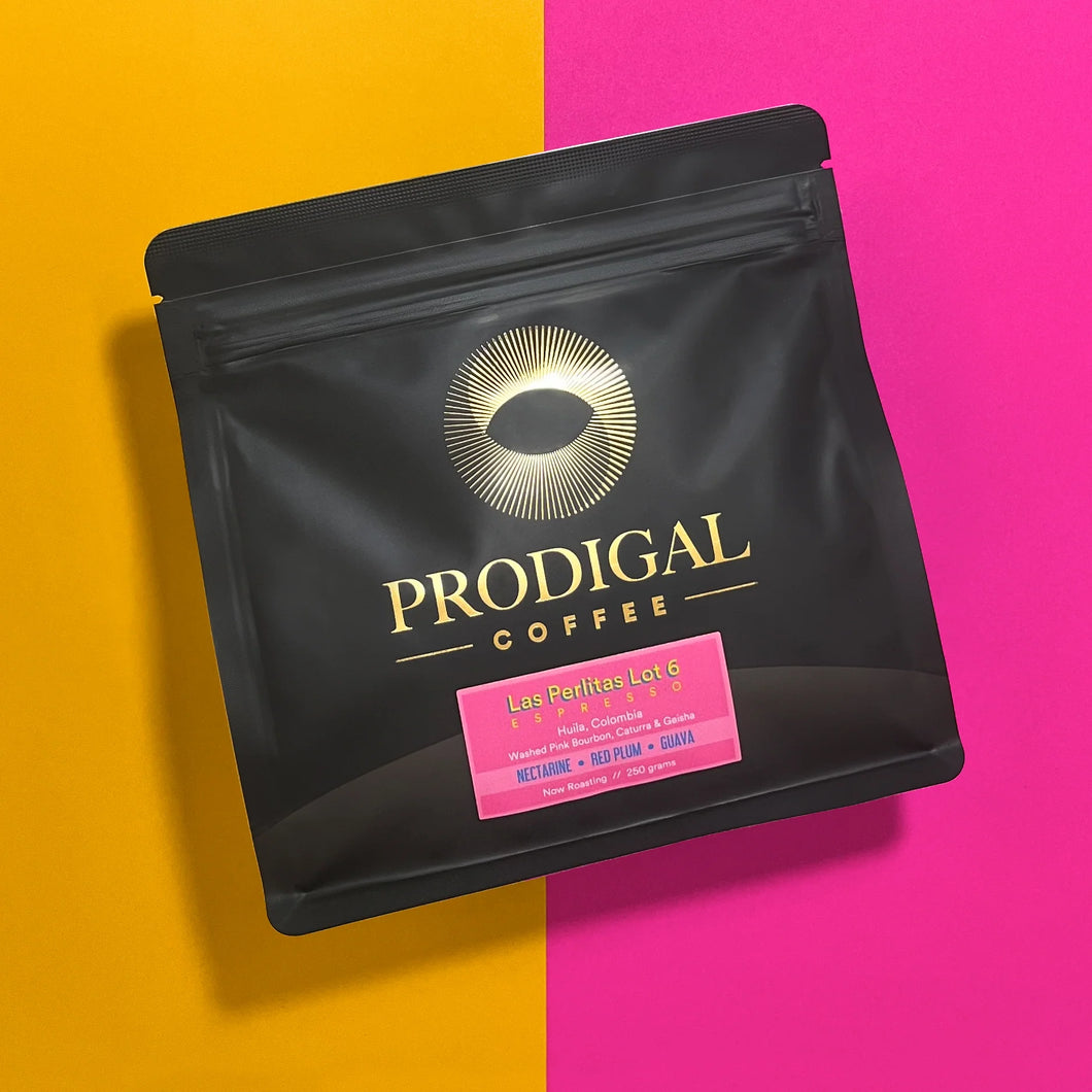 PRODIGAL
(Espresso) Las Perlitas Lot 6
Huila, Colombia
Washed Pink Bourbon, Caturra & Geisha
NECTARINE • RED PLUM • GUAVA
Now Roasting il 250 grams