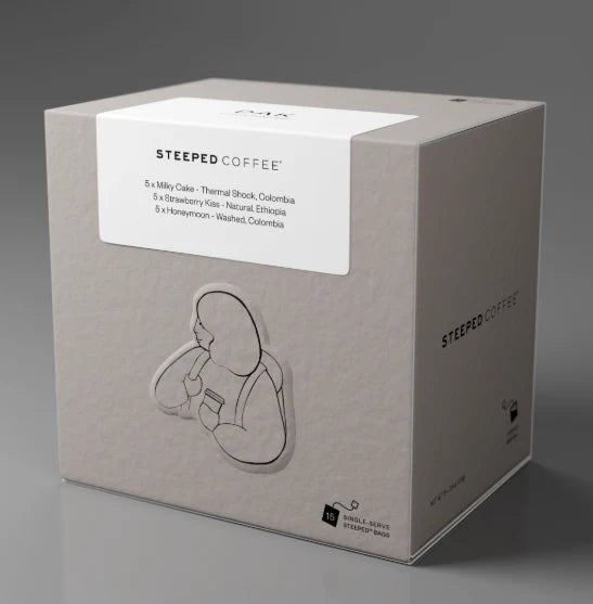 Dak 15 x Coffee Bags STEEPED COFFEE
Colombia & Ethiopia, Castillo &
Heirloom & Chiroso, Thermal Schock &
Natural & Washed