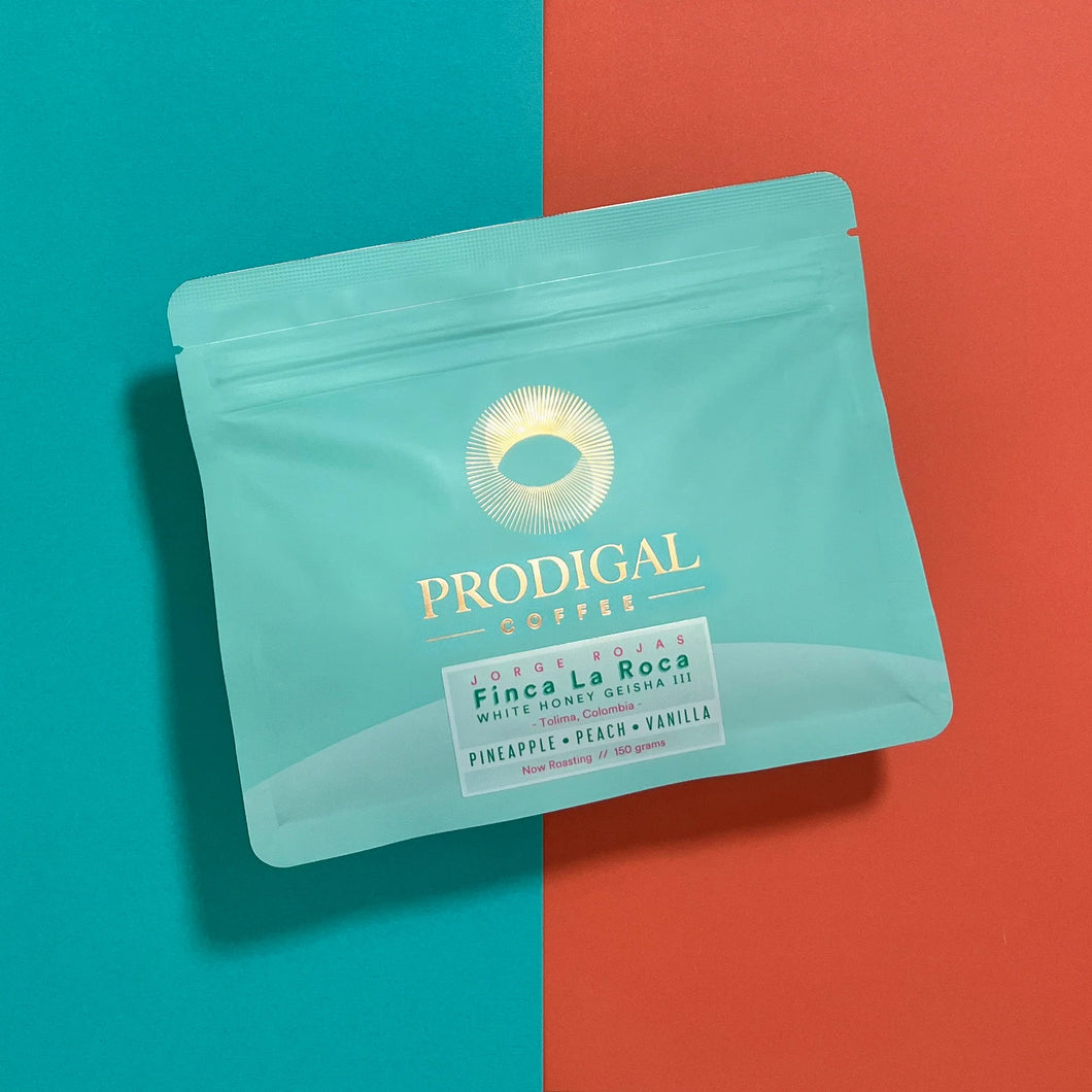 PRODIGAL
JORGE ROJAS
Finca La Roca
WHITE HONEY GEISHA III
- Tolima, Colombia -
PINEAPPLE • PEACH • VANILLA