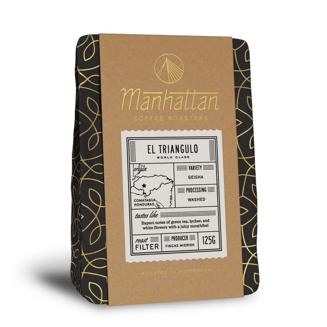 Manhattan EL TRIANGULO
GEISHA WASHED
COMAYAGUA,
HONDURAS, tastes like
Expect notes of green tea, lychee, and white flowers with a juicy mouthfeel